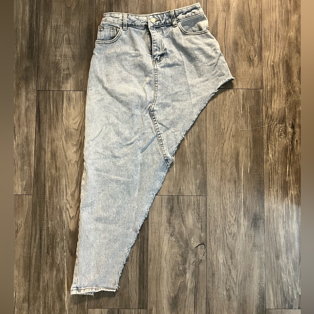 Funky asymmetrical Jean skirt.